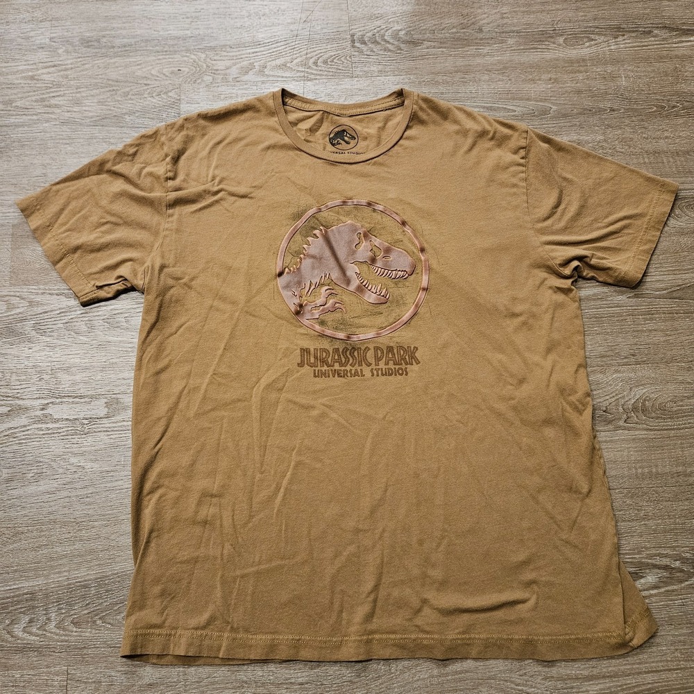 Jurassic Park Universal Studios T Shirt Mens XL Khaki Raised Logo 2024